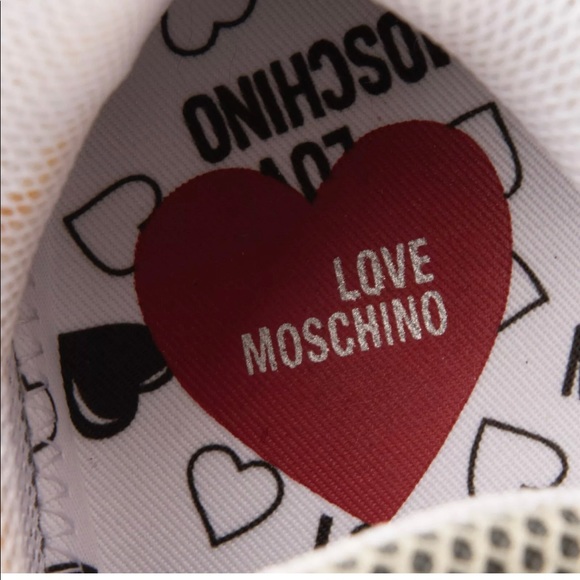LOVE MOSCHINO Mesh Sneakers Heart Patch Chunky Sole - Picture 7 of 12